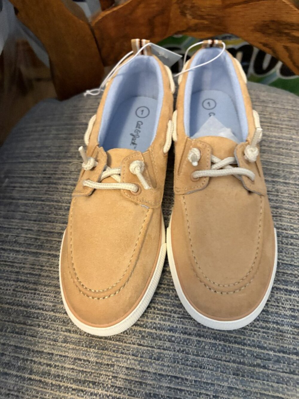 NWT Boy's Faux Suede Slip on Boat Shoes size 1